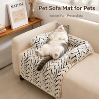 Coussin de canapé pour animaux de compagnie à rayures noires et blanches, tapis moelleux pour chien et chat, coussin de couchage antidérapant pour toutes les saisons