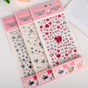 Custom 3D Cute Kids Fashion Kawaii Sweet Girl Gift Crystal Rhinestones Decoration Sticker Acrylic Heart Flower Diamond