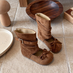 Stivaletti con Fiocco Traforato per Bambine, Moda Primavera Autunno - Product Image 2