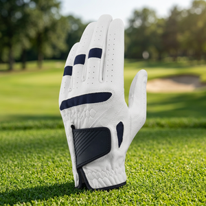 Gant de golf respirant en peau de mouton véritable blanc, main gauche, antidérapant, fermeture auto-agrippante, pour hommes, cyclisme, sports - Product Image 4