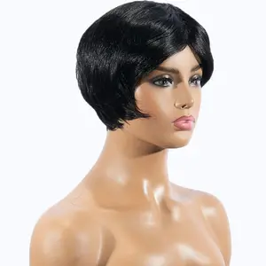 热卖私人标签人发假发人发花边前短头发黑色直女人和男人