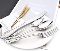 Couverts Vintage avec fourchette et cuillère, 24 pièces, qualité alimentaire, argent, en acier inoxydable 304, couverts Vintage
