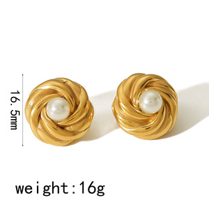 Pendientes de Perlas en Espiral con Engaste de Bisel, Oro y Plata, Grado AAA, para Uso Diario - Product Image 3