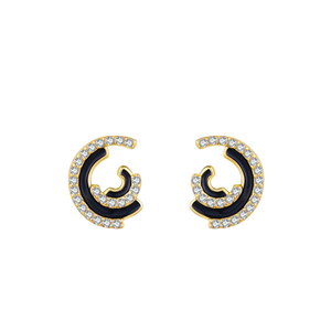 Pendientes de Plata de Ley 925 con Circonita Cúbica 0P-[98], Diseño Simple, Esmalte Irregular, Línea Moderna, Envío Directo del Fabricante - Product Image 4