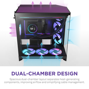 Gabinete de <span class=keywords><strong>PC</strong></span> para Juegos <span class=keywords><strong>NZXT</strong></span> H9 Flow RGB+ Negro Blanco, Torre Media ATX, Vista de Cristal, con 7 Ventiladores Preinstalados para <span class=keywords><strong>PC</strong></span> de Escritorio para Juegos, DIY - Product Image 4