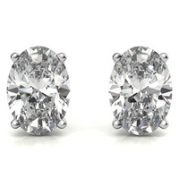 Boucles d'oreilles clous en argent sterling 925 certifié GRA avec moissanite véritable ovale glacée de 5x7 mm
