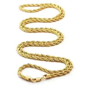 18K Gold Kết Thúc Rope Chain Phụ Nữ Người Đàn Ông Xoắn Chuỗi Vòng Cổ Thép Không Gỉ Trang Sức Nhà Sản Xuất