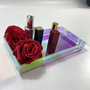 Chinaplas Clear Non Slip Chic Iridescent Acrylic Storage Tray for <b>Vanity</b> Bathroom Countertop Organization - Product Image 2