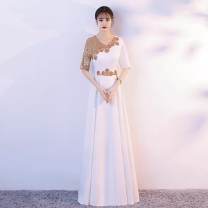 Women Long Performance Dress Red White Royal Blue 3D Stereoscopic Patterns Stage Costume Choir Recitation Gown - Product Image 3