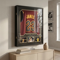 Marco de Exhibición Abatible Negro para Camisetas, 60x80cm, Caja de Madera para Exhibición de Artículos Deportivos en Pared