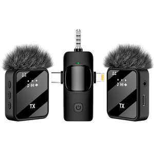 Microphone sans fil F11-2 à succès – Connecteur 3-en-1 mains libres pour reportage – <span class=keywords><strong>Micro</strong></span>-cravate sans fil pour téléphone portable - Product Image 1