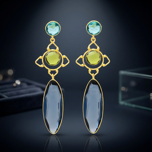 Pendientes de Latón Hechos a Mano, Pendientes con Piedras Preciosas, Pendientes de Acero Inoxidable, Pendientes Colgantes, Pendientes de Moda - Product Image 3