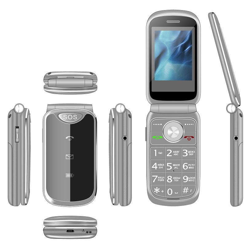 Alta qualità di lusso personalizzato molto sottile a buon mercato Flip Phone Mobile boost cellulare SOS grande tastiera telefono senior GSM 2G rete