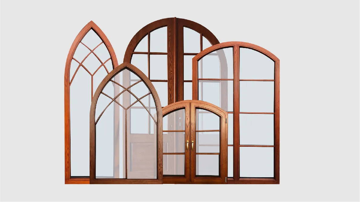 Custom Home Half Arched Top Aluminum Clad Wood Arched Windows