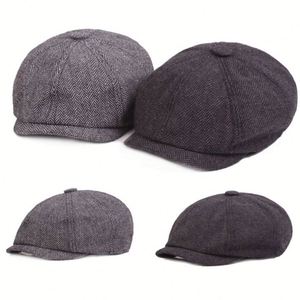 Men's <b>Beret</b> Newsboy Cap Euramerican Gatsby Herringbone Daily Casual Outdoor Accessory Customized Designs Silk Screen Printing - Product Image 2