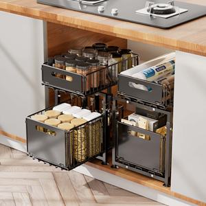 Estante Organizador Deslizable de Acero de Doble Capa Ajustable para Cajones de Baño, Cocina, Especias y Frascos de Vidrio - Product Image 1