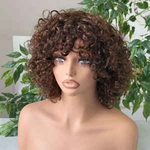 Peluca <span class=keywords><strong>de</strong></span> <span class=keywords><strong>Cabello</strong></span> Humano 100% Rizado con Flequillo, Hecha a Máquina, Sin Pegamento, <span class=keywords><strong>Cabello</strong></span> Remy Brasileño, Aspecto <span class=keywords><strong>Natural</strong></span>, Directo <span class=keywords><strong>de</strong></span> Fábrica - Product Image 2