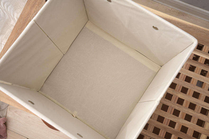 Panier de rangement pliable écologique en coton et lin avec panneau en PP et cadre en acier épaissi, lavable, pour cadeaux de bienvenue - Product Image 4