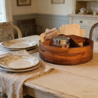 30 cm Akazienholz Lazy Susan Organizer, Runde Servierplatte mit 4 Fächern für Gewürze, Schrank, Kühlschrank