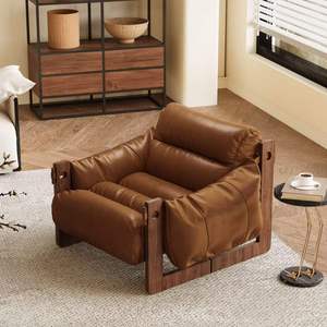 โซฟาปรับนอนได้แบบเดี่ยว หนังเคลือบออยล์แวกซ์ ดีไซน์ทันสมัย เหมาะสำหรับห้องนอน ห้องนั่งเล่น ห้องรับประทานอาหาร โรงแรมขนาดเล็ก - Product Image 5