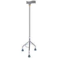 Aide à la marche pour personnes âgées de classe II, béquilles domestiques antidérapantes à quatre pieds, canne en acier inoxydable épaissie, réglable et stable