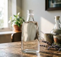 Botol Kaca Mini Pipih Sishang Slim 140ml dengan Tutup, Desain Ramping, Botol Perjalanan Portabel, Wadah Sampel Wiski/Minuman Keras, Tahan Lama