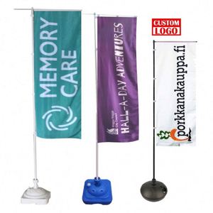 Drapeaux de bord de route en tissu polyester, fanions avec cadre en aluminium, résistants au vent, pour publicité extérieure, drapeau de plage promotionnel, forme rectangulaire volante - Product Image 1