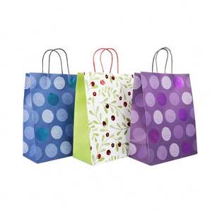 Bolsa de Papel Kraft Premium para Regalos de Navidad y Compras, Promoción de Fábrica, Bolsas de Regalo para Llevar, Estampado en Caliente con Puntos, Impresión Completa - Product Image 1