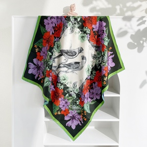 Bán Buôn Tùy Chỉnh Thực <span class=keywords><strong>100</strong></span>% Khăn Lụa Đôi In Ấn 90X90 Cm Lớn Vuông Khăn Choàng Khăn Choàng - Product Image 3