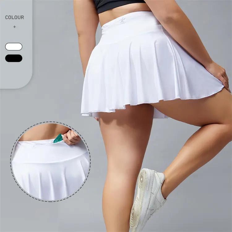 Chaud populaire femmes vêtements grande taille sport Tennis jupe Golf jupe pantalon Shorts taille haute fermeture éclair poche jupe Shorts