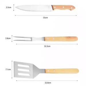 Mục Q1-202 BBQ phụ kiện 2 cái gỗ BBQ nướng thịt nướng công cụ thiết lập với mang theo túi - Product Image 3