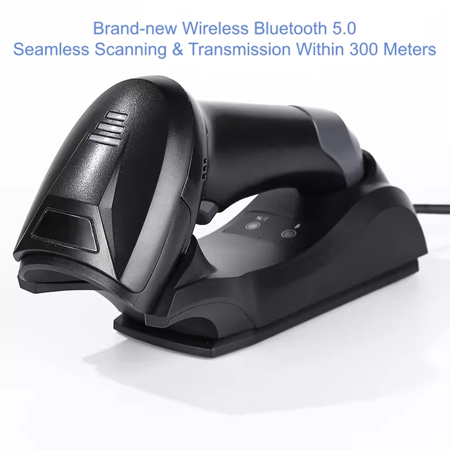 5.0 1D 2D Wireless Handheld Barcode Scanner Works All Android IOS Tablets for Retail Inventory Management Logistics Stock 1-Year