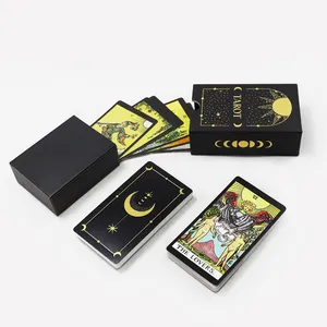 Custom Luxury Tarot Cards the Light Seers Game Card Factory Printed Black Cartas de Tarot Divination Game Cards with Drawer Box