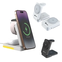 Station de charge sans fil magnétique portable pour iPhone, iWatch, AirPods, support de charge sans fil pliable 3 en 1 pour écouteurs et montre