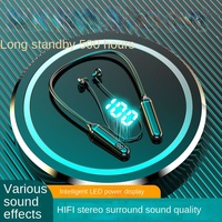 Écouteurs Bluetooth semi intra-auriculaires à tour de cou, avec indicateur de puissance HD, grande capacité, stéréo, sans fil, pour le sport