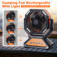 Ventilador de Camping Recargable OEM/ODM con Oscilación, 16000mAh, Linterna LED y Función de Banco de Energía