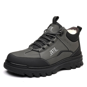 Bottes d'hiver pour hommes JSTE en cuir véritable avec doublure en fourrure antidérapante, bottines à bout rond, semelle extérieure en caoutchouc, semelle intermédiaire en EVA - Product Image 5