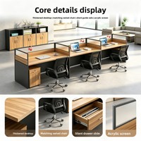 Ensemble chaise de bureau contemporain moderne minimaliste en PVC en forme de E pour usage commercial, bureau informatique librement combinable avec écran