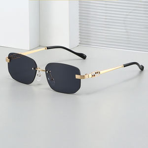 卸売工場製 新品 ファッションデザイン UV400保護 サングラス カスタムロゴ リムレスメタルフレーム サングラス 男女兼用 - Product Image 2