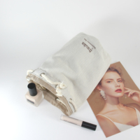 Sac fourre-tout en toile organique épaisse avec cordon de serrage, pochette cosmétique durable en coton, organisateur de rangement réutilisable pour bouteilles, idéal pour un usage quotidien