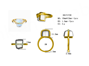 Bague de fiançailles et de mariage en argent sterling 925 avec pierre brute naturelle de pierre de lune - Product Image 6