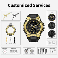 Montre personnalisée, MOQ 50 pièces, montre numérique LED pour hommes, sport de plein air, étanche, affichage lumineux de l'heure, chronomètre, montre-bracelet décontractée tendance