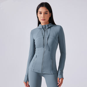 혁신적인 맞춤형 로고 통기성 경량 요가복 점퍼 땀 흡수 여성용 긴팔 지퍼 후드티 - Product Image 2