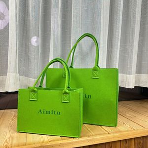 กระเป๋าผ้าสักหลาดสะพายไหล่สีขาวขนาดใหญ่ปรับแต่งสีสันได้ตามต้องการ - Product Image 4