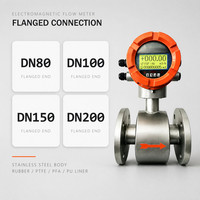 Flowmeter Elektromagnetik DN80 DN100 DN150 DN200 Meter Cairan Digital Berflens untuk Mengukur Air Limbah Cairan Kimia