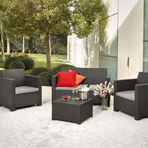 Set di Mobili da Giardino Contemporanei in Plastica Riciclata Evo Comfort, Divano e Poltrona da Esterno in Plastica - Product Image 3