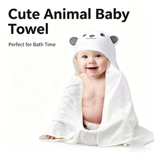 Toalla y Bata de Baño para Bebés de Coral Fleece con Diseño de Animales de Dibujos Animados para Uso en el Baño - Product Image 4