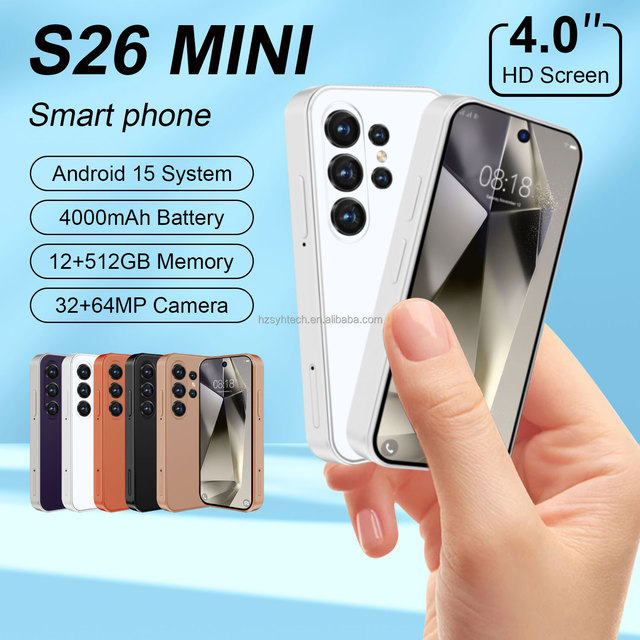 S26 Mini 4.0-inch Compact Smartphone 12GB+512G 4000mAh Battery HD Camera Dual SIM Mini Phone Cheap Unlocked Low Price Fast Speed