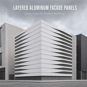 Panneaux de façade en aluminium superposés, système de revêtement mural extérieur pour bâtiments modernes - Product Image 1