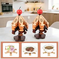Ensemble de 4 dessous-de-plat modernes en bois, motif moulin à vent et arbre, résistants à la chaleur, pour cuisine et table